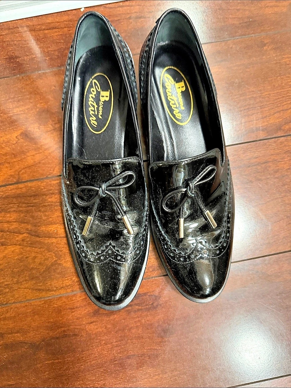 Bruno Magli Patent Lace-Up Loafers Black EU 38